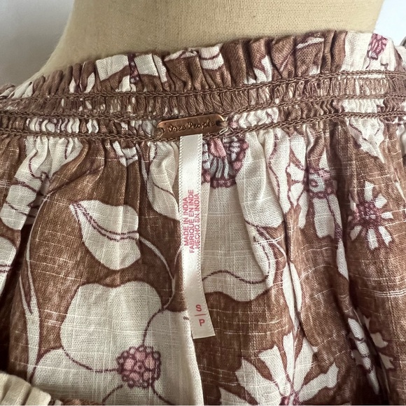 Free People Miss Daisy print balloon sleeve boho top SZ S - Picture 7 of 9